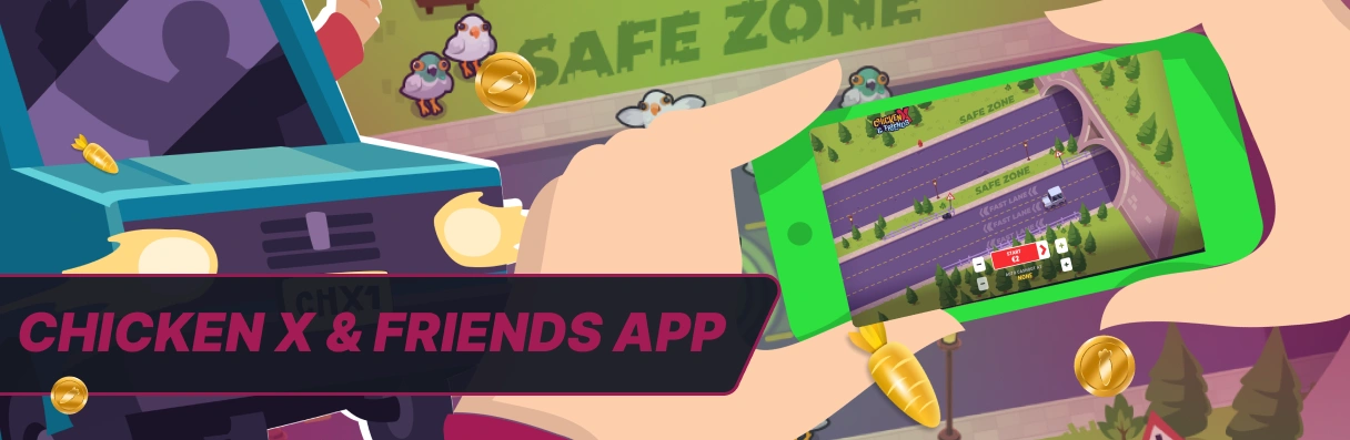 Aplicación de juego Chicken X & Friends para móviles.